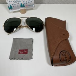 Ray-Ban RB3025 Aviator Sunglasses Gold Frame Glass Gradient Brown Lens Used 