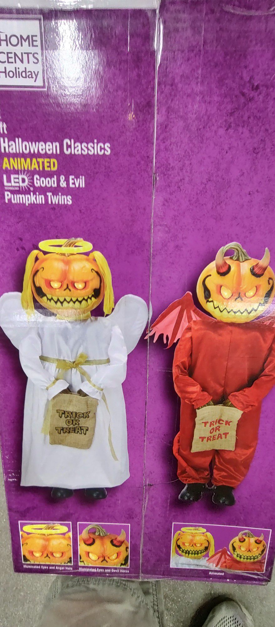 Halloween Animated Good And Evil Pumpkin Twins. Brand New In Box 