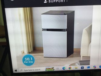 KISMILE 3.2 CU.FT MINI FRIDGE WITH FREEZER, DOUBLE DOOR COMPACT REFRIGERATOR      NEW