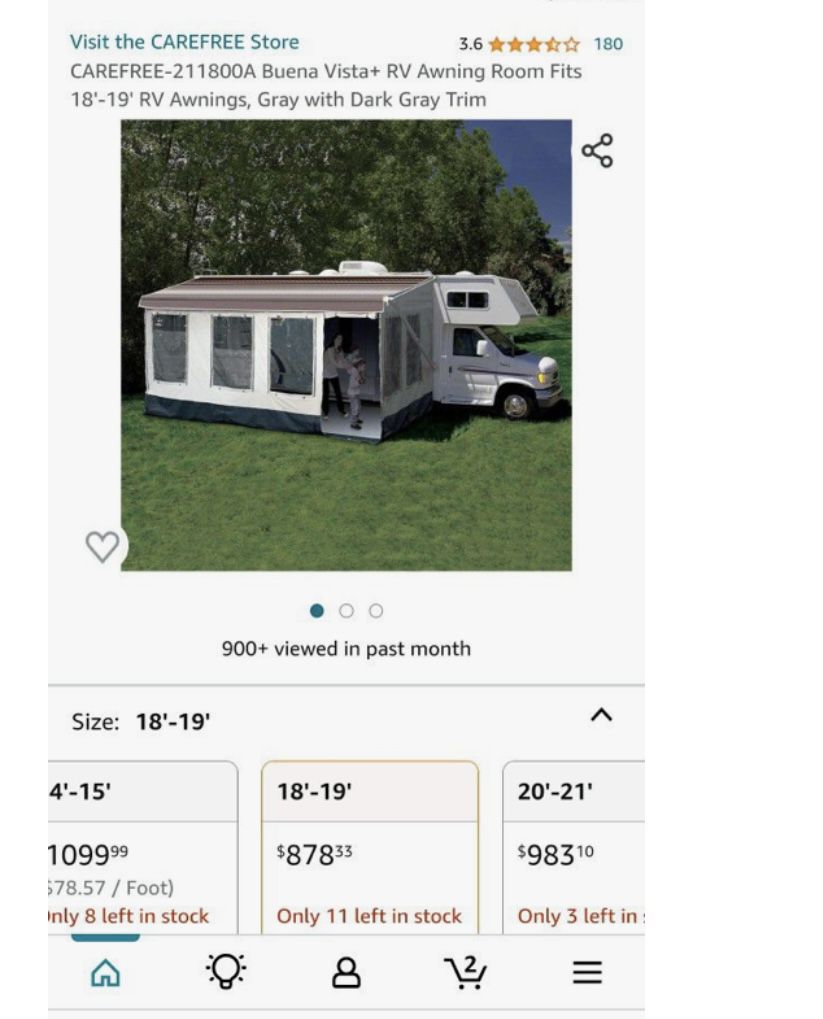 Visit the CAREFREE Store 3.6 ***** 180 CAREFREE-211800A Buena Vista+ RV Awning Room Fits 18'-19' RV Awnings, Gray with Dark Gray Trim