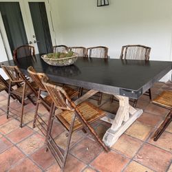 Restoration Hardware Concrete & Teak Dining Table