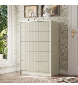 Beige 5 drawer tall dresser