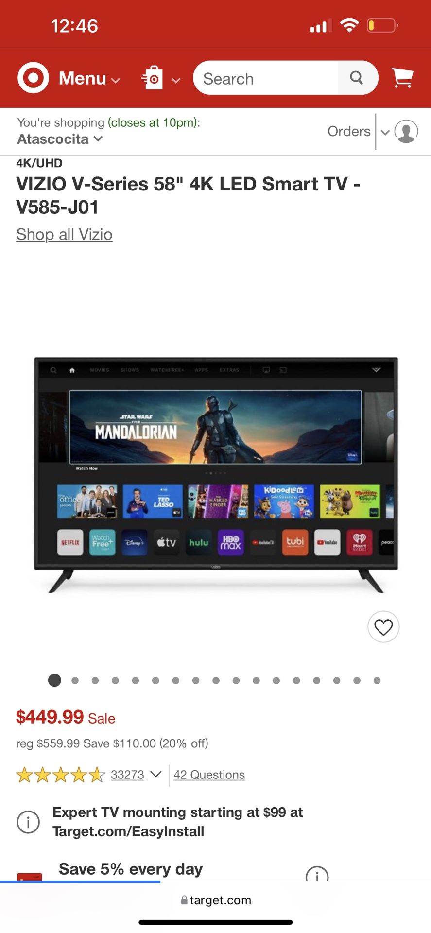 Vizio 57 Inch TV