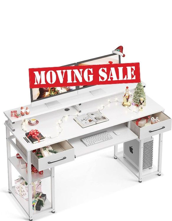 ODK Computer Desk, 55'' Office Desk with Keyboard Tray