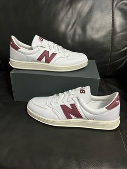 New Balance T500 / CT500 Low-Top Court Sneakers - White / Washed Burgundy - Size  12