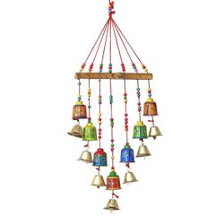 Decorative Hanging Bells with Animal Print/ and  With elephant figurines 