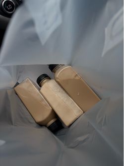 Homemade bottled iced lattes available for pickup in Bell Gardens.