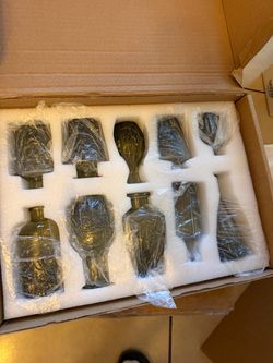 Bonne Ambiance Green Glass vase set of 10