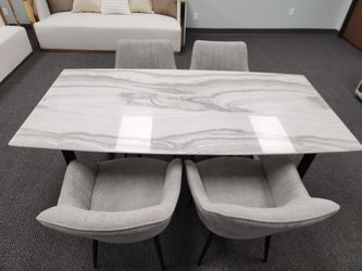 5pc dinette table glass marble top on sale for: