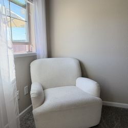 White Boucle Armchair Accent Chair 