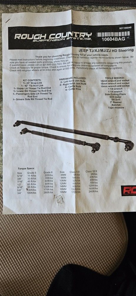 Rough Country HD Steering BAR For JEEP