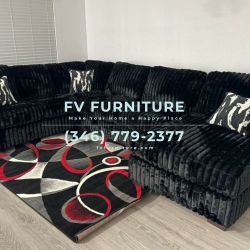 Brand New! Black Fabric Sectional! 3 Monthly Payments 