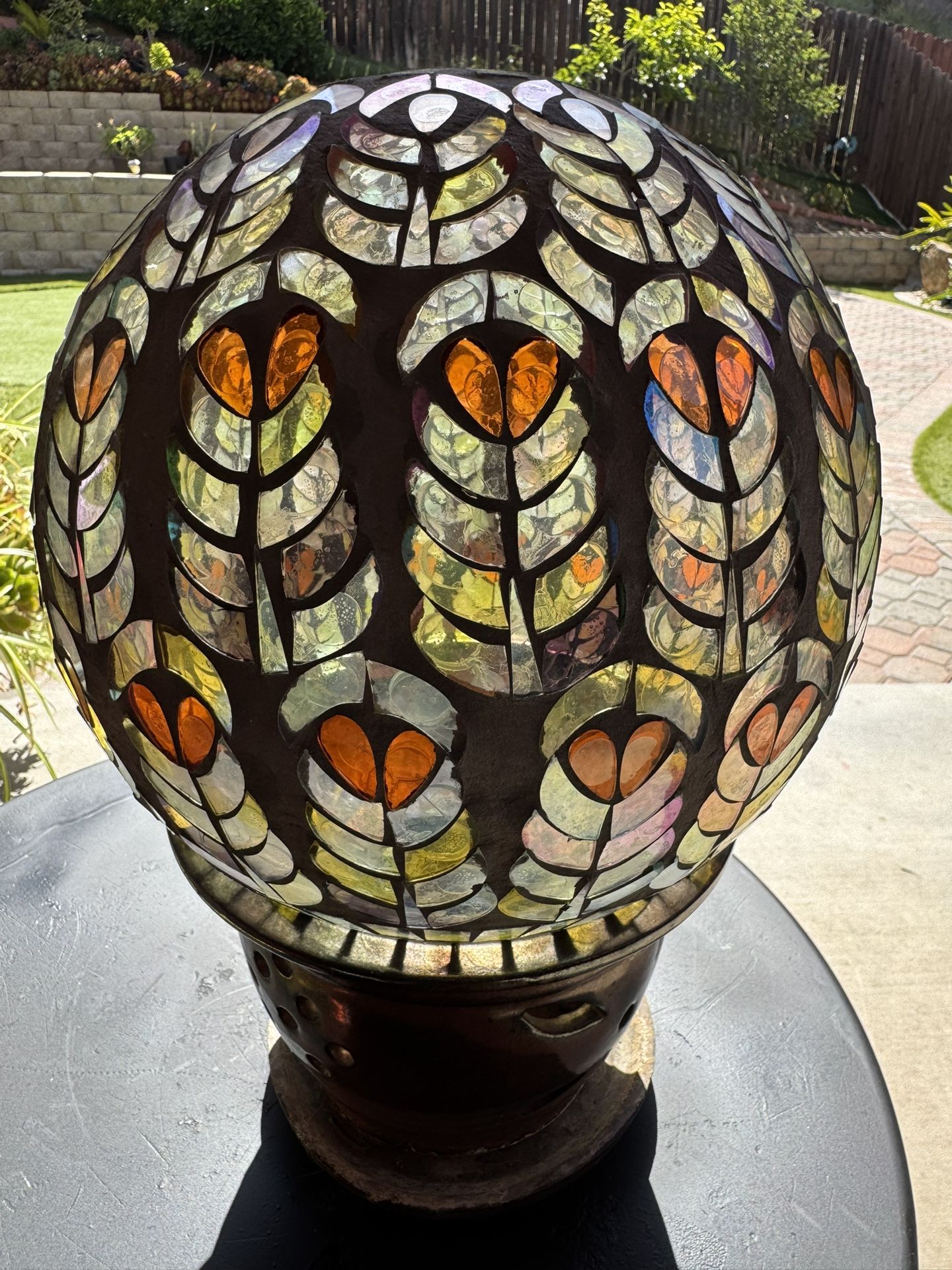 Colorful Mosaic Indoor/Outdoor Glass Gazing Globe Festive Yard Decor, 11 in diameter