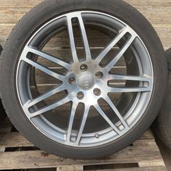 2007-2015 AUDI Q7  FACTORY WHEELS RIM 7 TWIN SPOKE S-LINE + TIRE SET 295/35 R21 - QOI0A1 Auto Parts
