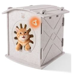 Apasiri Cat Houses for Indoor Cats: Felt Cat House Cave Cathouse, Scratch-Resistant Warm Insulated Covered, Hideaway Tent for Anxiety Relief Gift