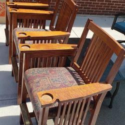 Antique Mission Style Bar Pool Chairs Stools Vintage