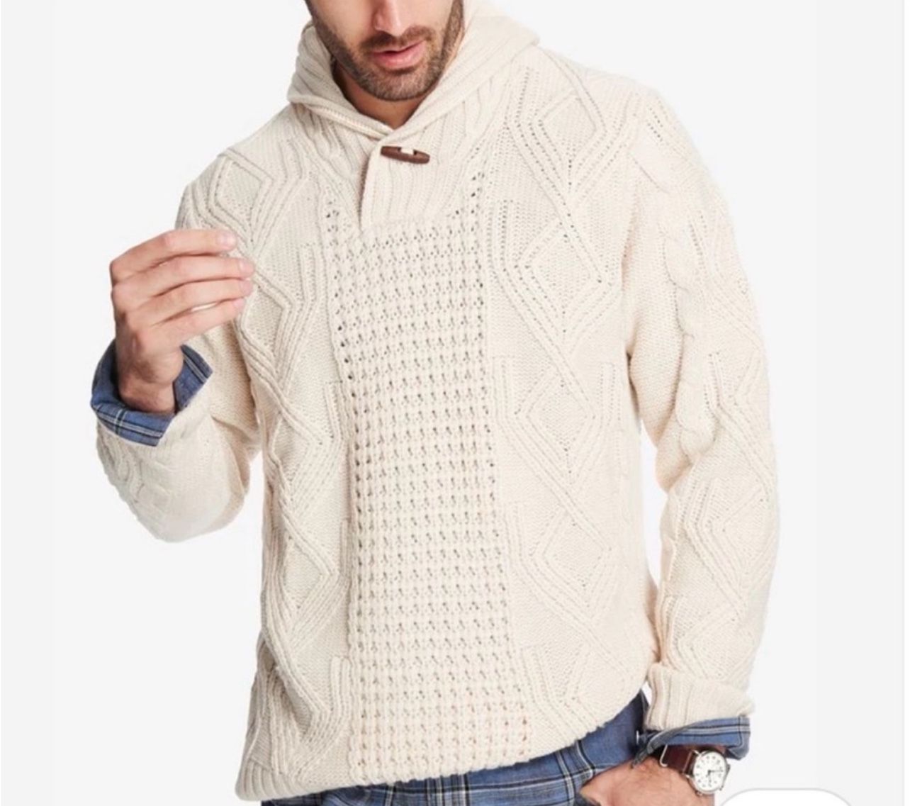 Weatherproof Original Vintage Cream Cable Knit Sweater