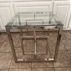 2 - Glass end tables 