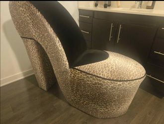 Leopard print shoe chair