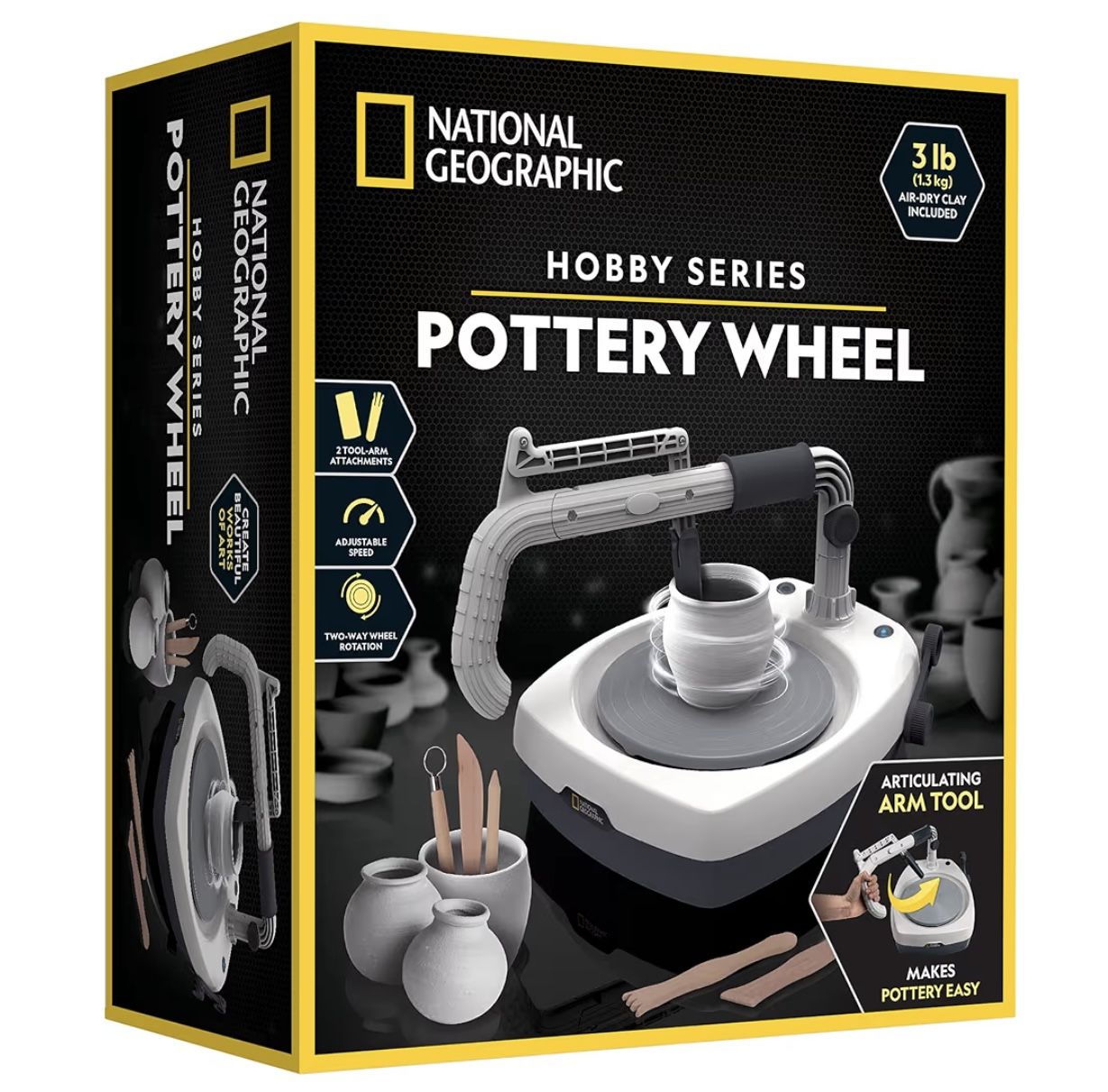 National Geographic Pottery Wheel Kit – Arts & Crafts Clay Set for Kids & Adults