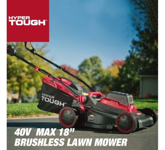 Hyper Tough 40V 18-inch Battery Powered Brushless Push Mower Kit, HT13-401-003-01