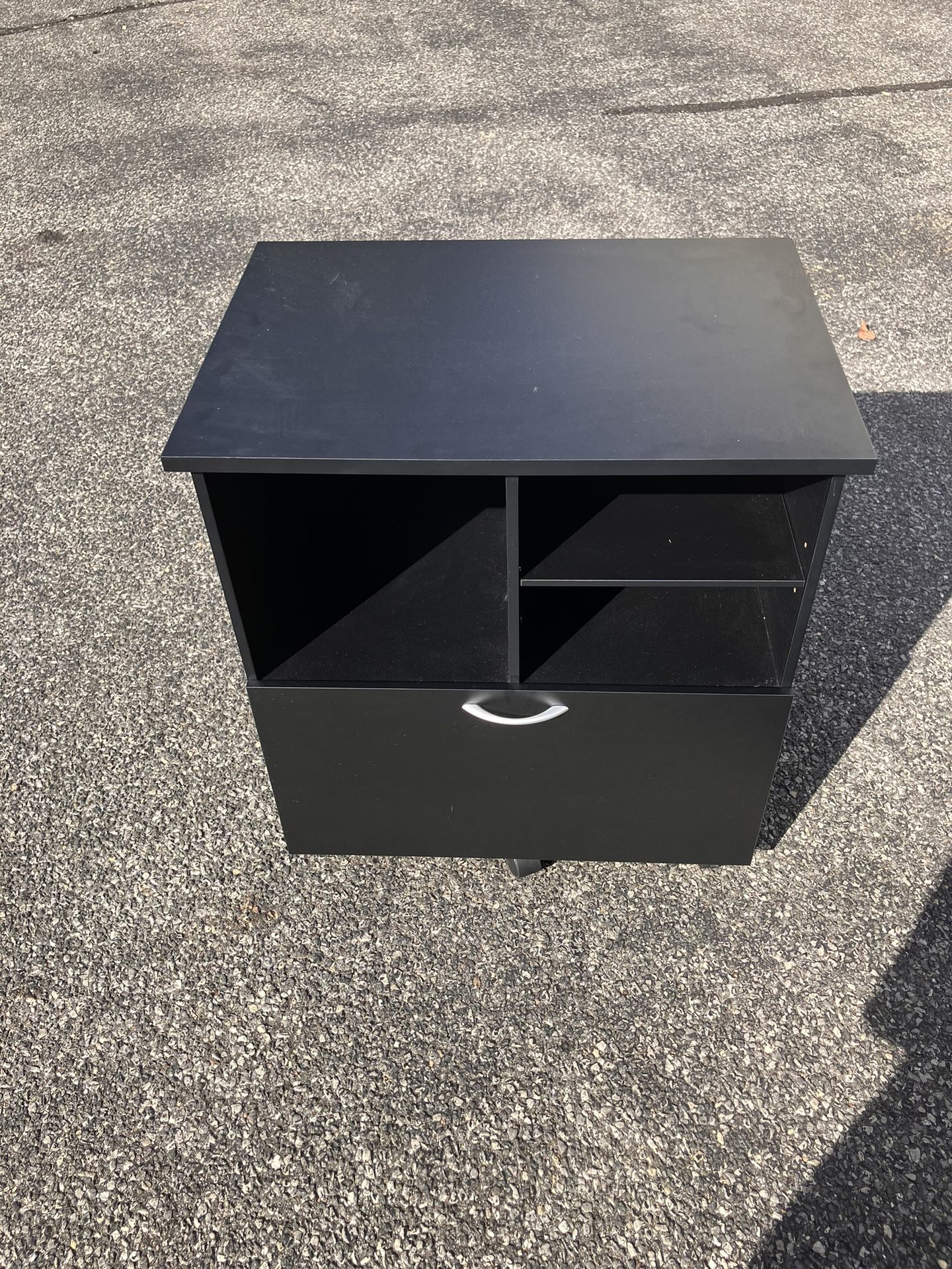 Office Cabinet with Drawer for Hanging File Folders Mobile Wood Printer Stand on Wheels