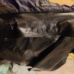Used Black Leather Coat