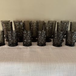 12 stemmed water glasses & 6 juice glasses