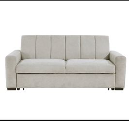 Mackay Light Grey Fabric Convertible Futon Sleeper Sofa Bed