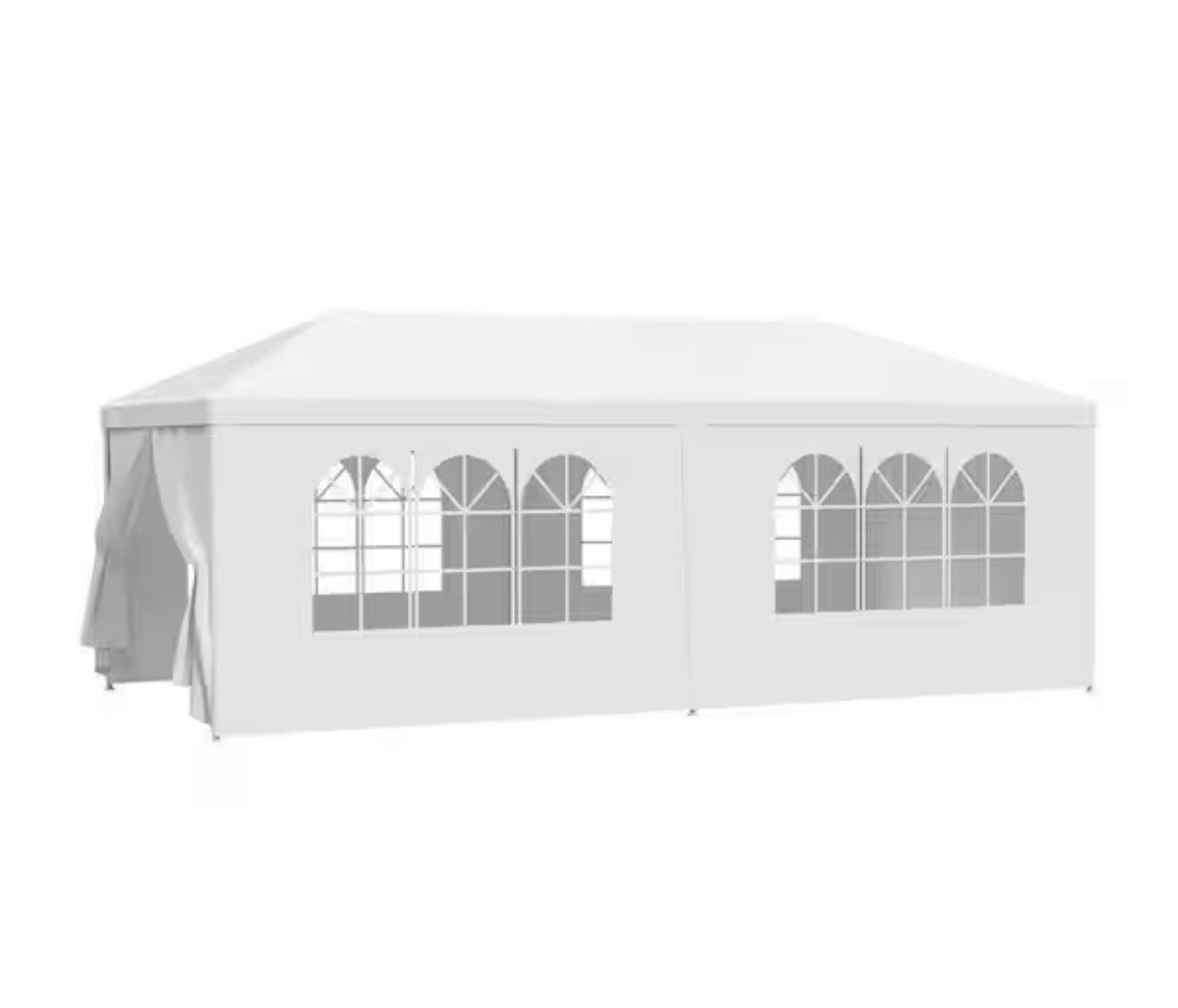 Otryad 10 ft. x 20 ft. White PE Wedding Party Canopy Tent, Waterproof Outdoor Gazebo Event Tent with 6 Removable Sidewalls