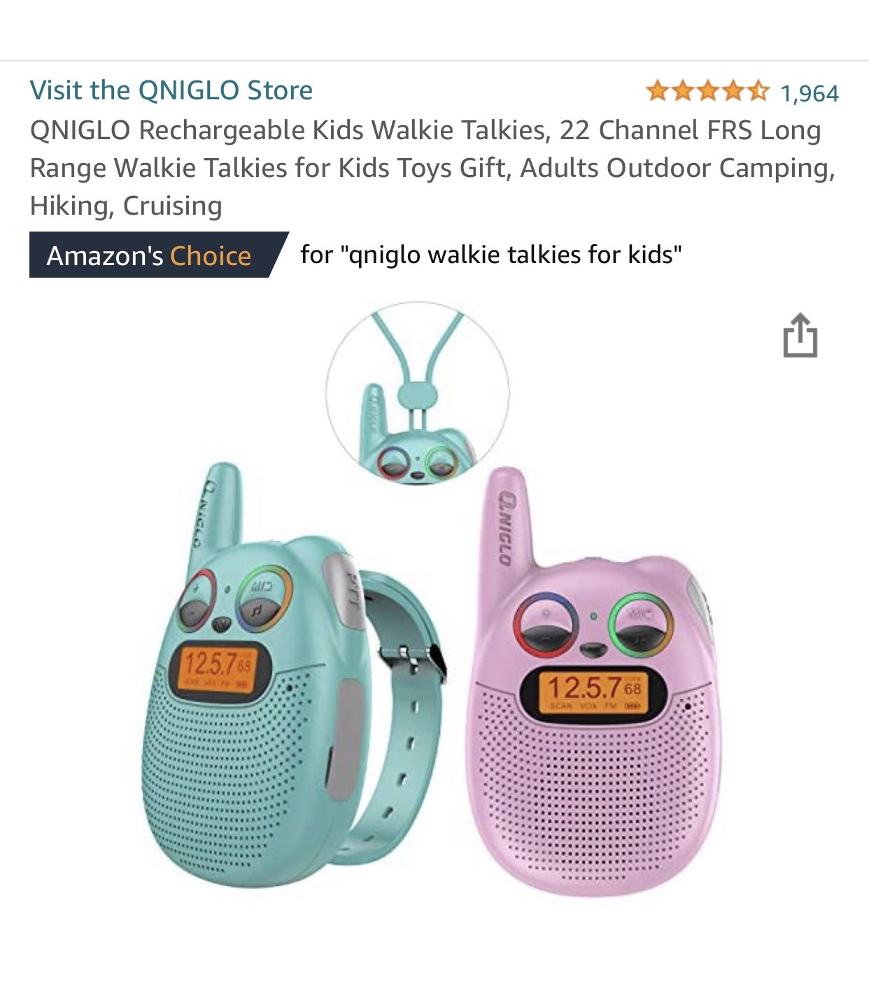 Kids Walkie Talkie Rechargeable (Green)