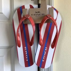New Coach Flip Flop with stripe pattern size 7