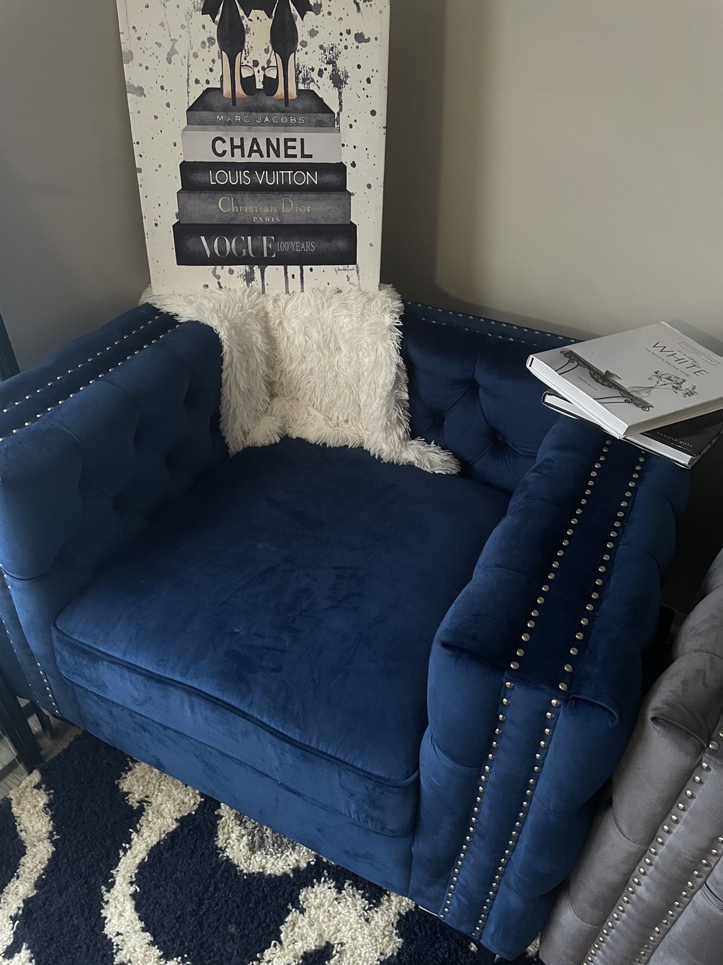 Inspired Navy Blue Loveseat