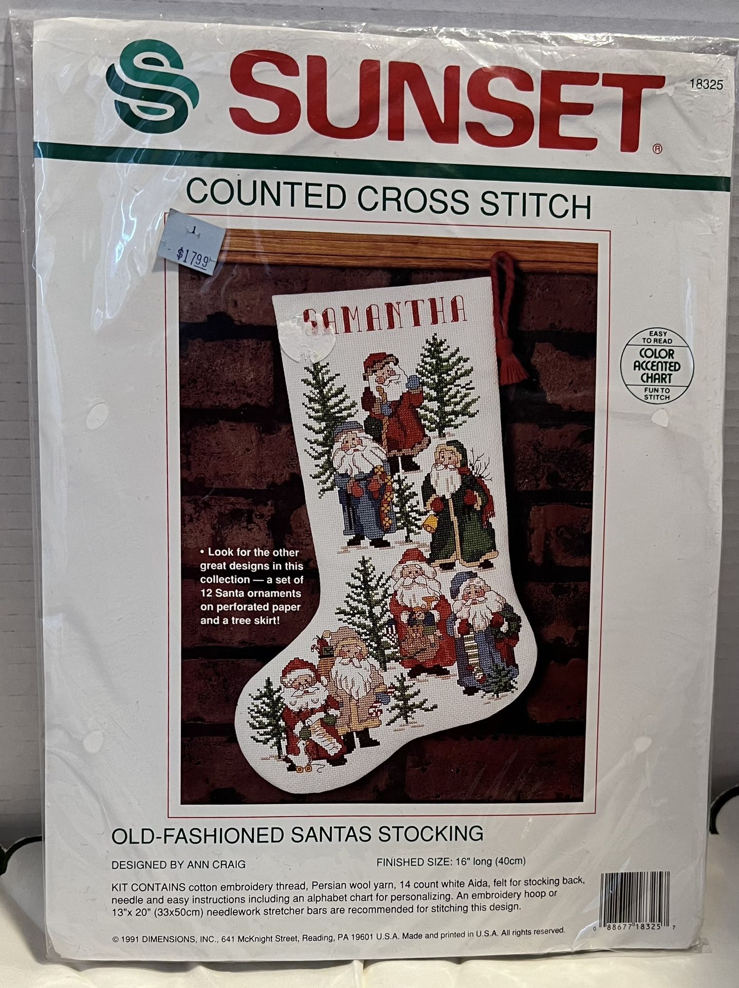 Sunset Cross Stitch Old World Stocking