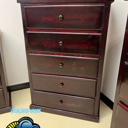 Tall Boy Cherry Pinewood Dresser Cajonera Cómoda 