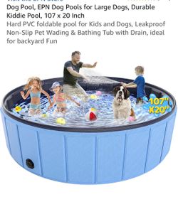 Dog Pools for Large Dogs, Durable Kiddie Pool, 107 x 20 Inch (m28)