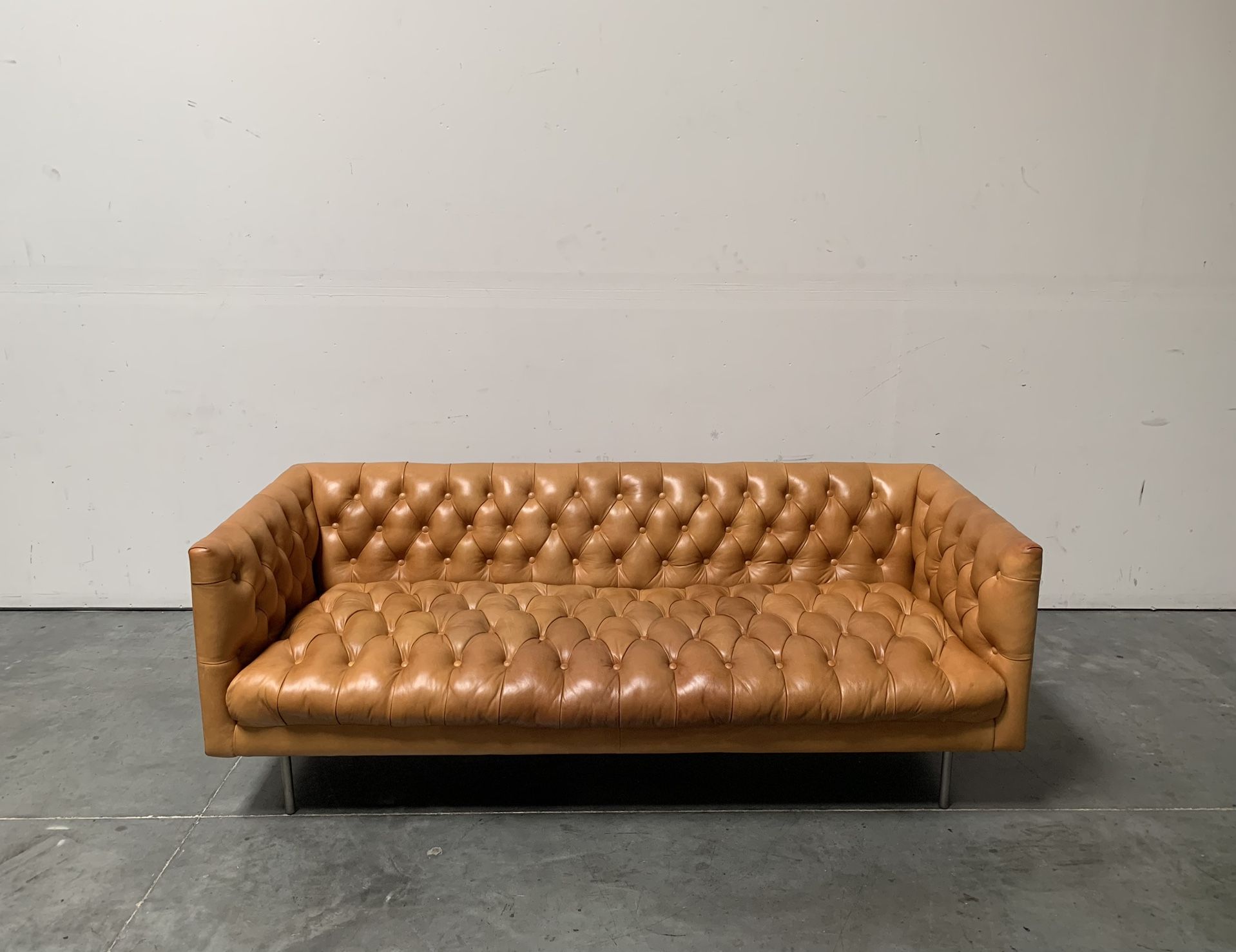 West Elm, Modern Chesterfield Leather Sofa