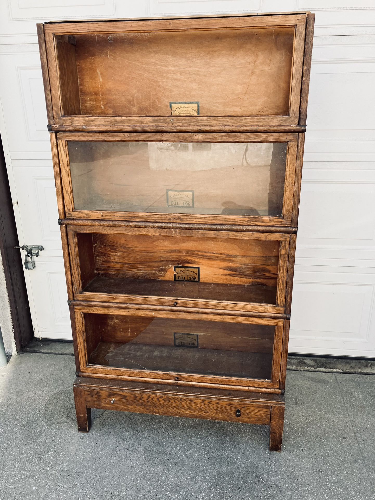 Vintage 1920s Lawyer Solid Wood Barrister Bookcase Shelves 34x12x63h Antique