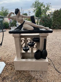 2-Piece Fiberglass/Clay Water Fountain w/ Water Pump