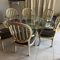 Round Glass Dining table And Chairs (sturdy)