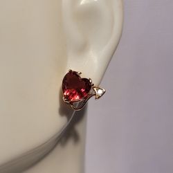  18 Kt Rose Gold Plated Ruby Devil Earrings