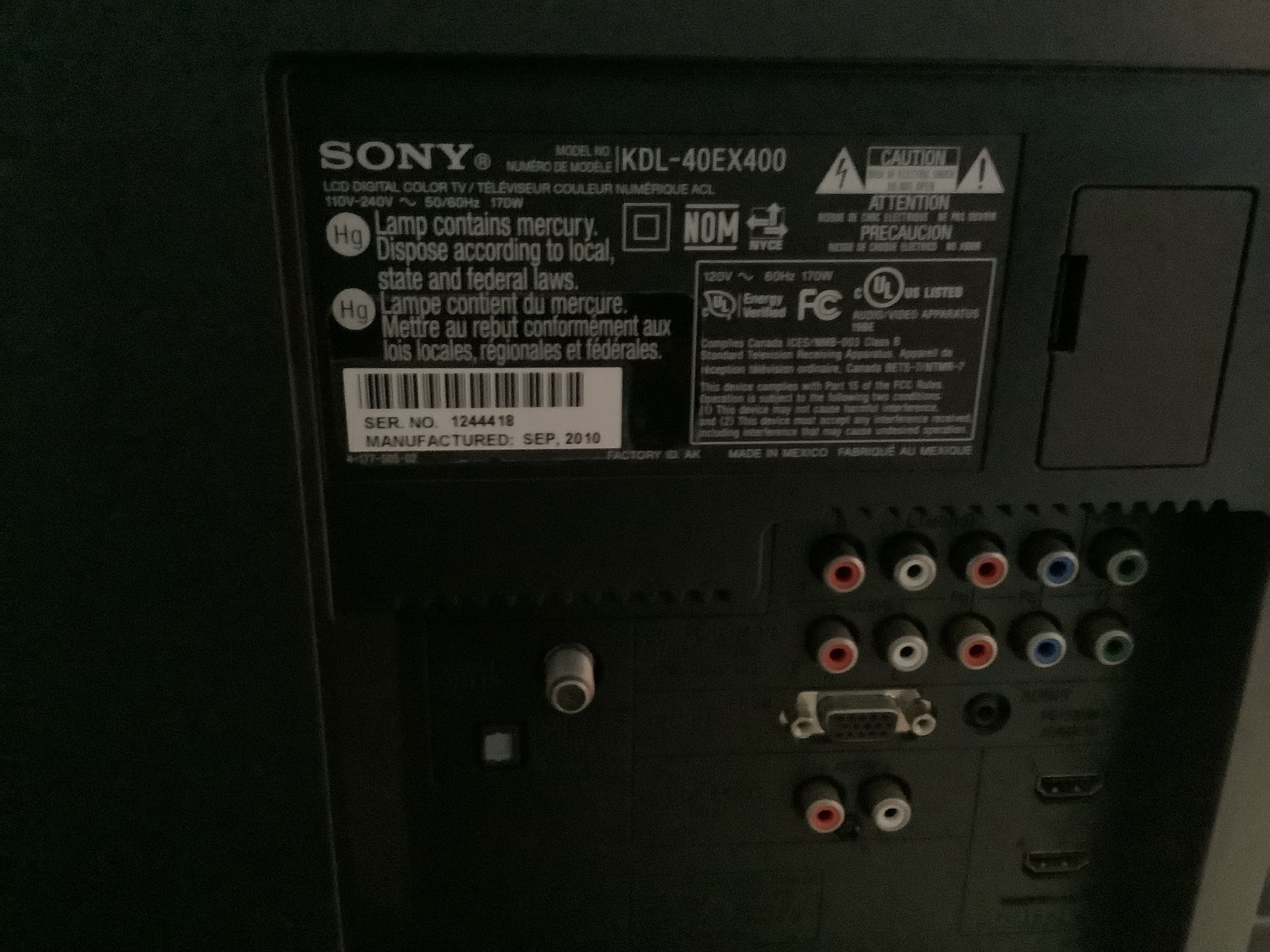 Sony Bravia 40” TV