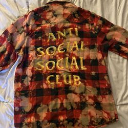 Brand New (Anti Social Club) Red Plaid Dyed Shirt(L)