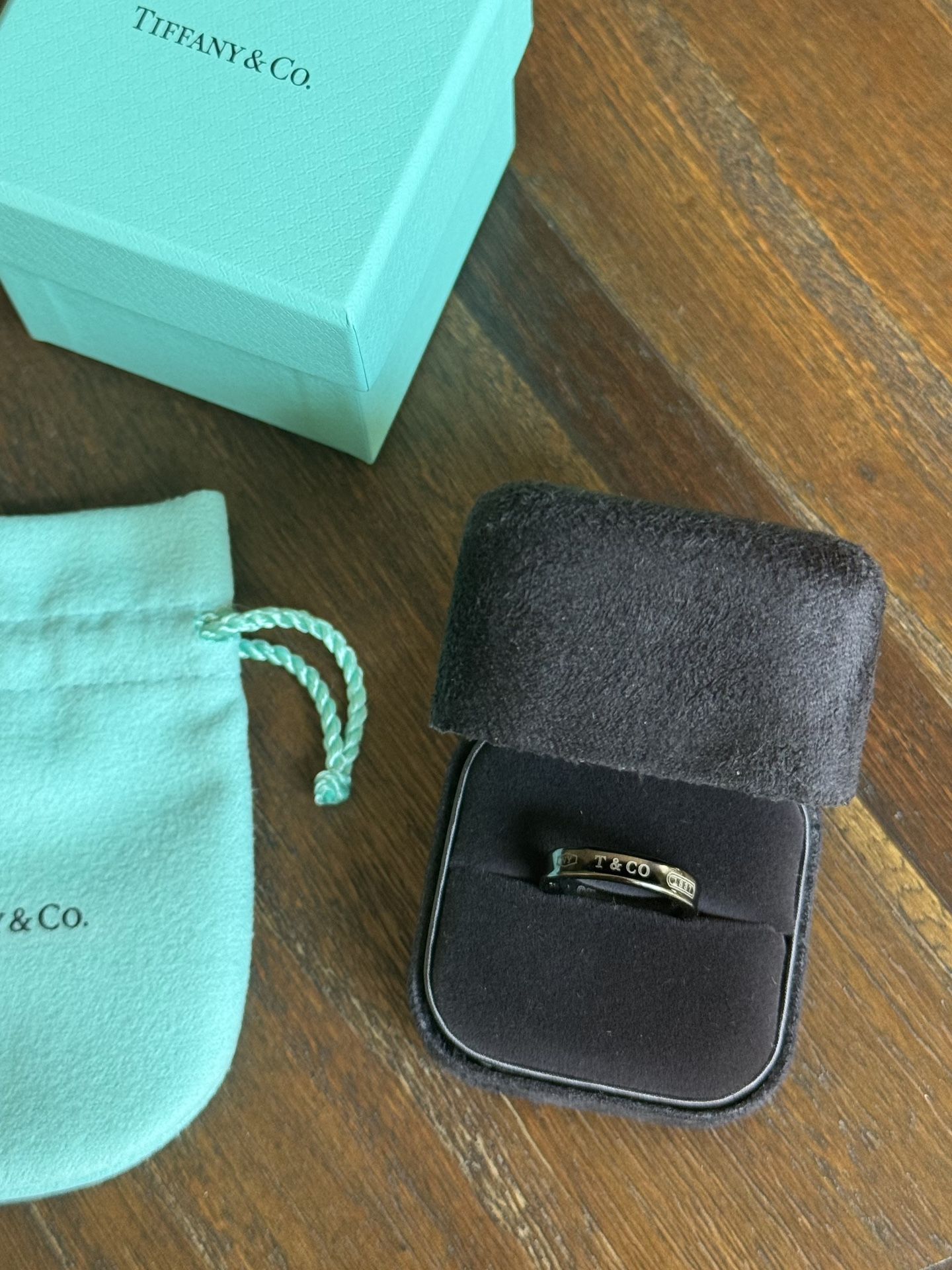 Tiffany & Co1837 Ring Size US 6.5 Black Titanium
