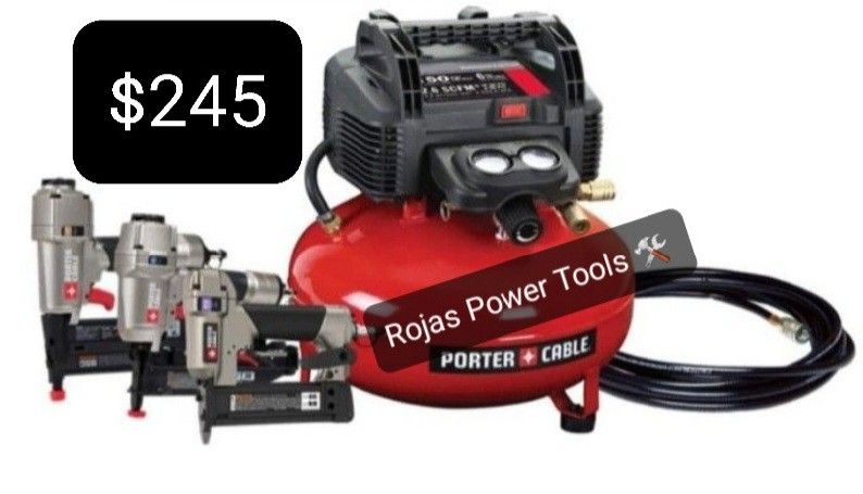 PORTER CABLE 6GALLON PORTABLE ELECTRIC AIR COMPRESSOR WITH 16GAUGE,18GAUGE AND 23-GAUGE NAILER COMBO KIT (3-TOOL)