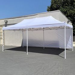 (New in box) $220 Heavy-Duty Canopy 10x20 ft with (2 Sidewalls), EZ Popup Shade Outdoor Gazebo, Carry Bag 