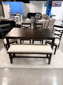New 🍽️  Black Dining Table Set with Bench – 6-Piece $10 Down