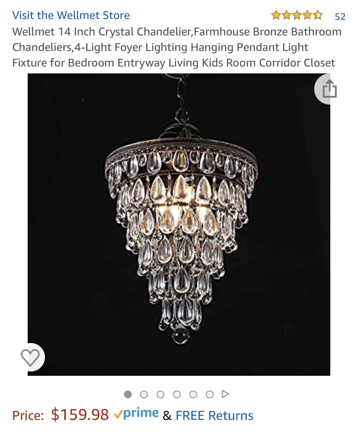 New Crystal Chandelier 14”