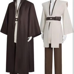 MEDIUM Anakin Skywalker Cosplay Costume Jedi White Tunic Hooded Cloak Robe Knight Uniform Suit Outfit