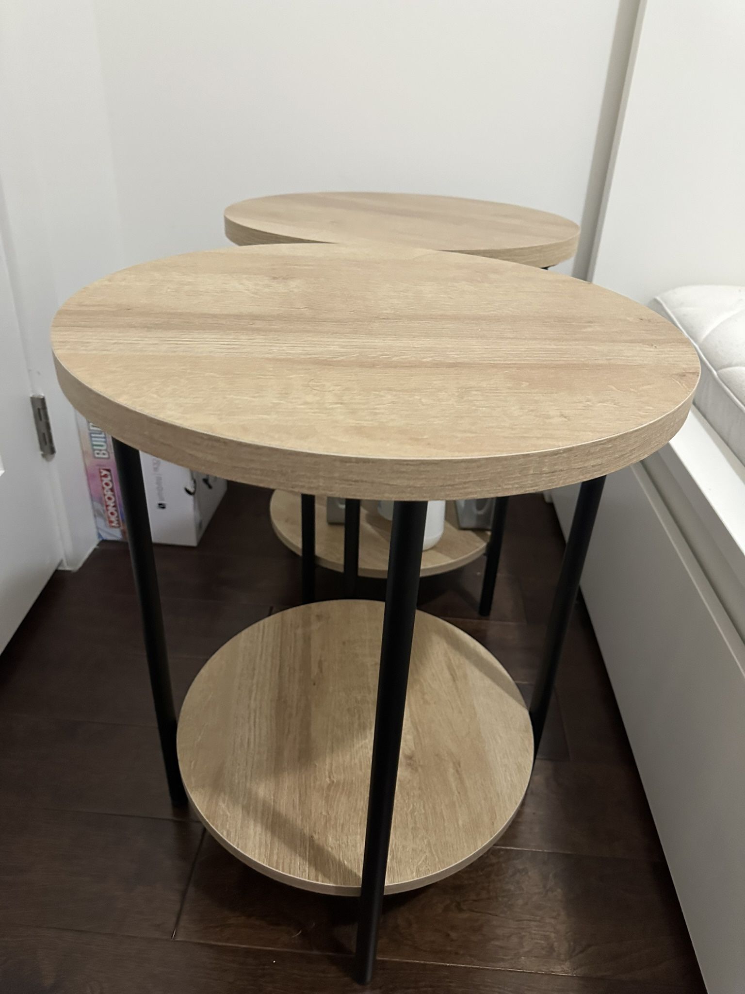 Set of 2 Modern Side Tables – Wood & Metal